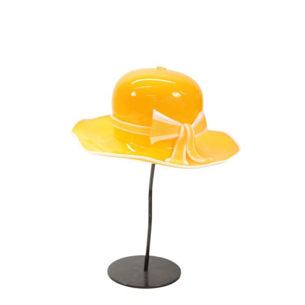 Brian Brenno Vintage Hand Blown Art Glass Top Hat Sculpture Orange
